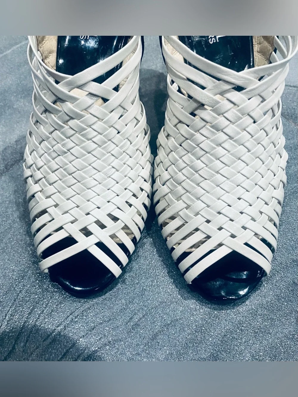 Michael Kors Bergen Leather Peep-Toe Woven Sling Back Sandals Sz 8